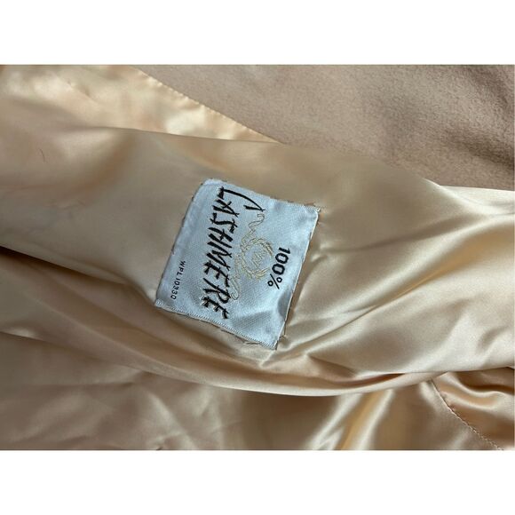 National Board Tan Cashmere Long Sleeve Button Front Fur-Lined Coat Size 38 - Picture 6 of 10